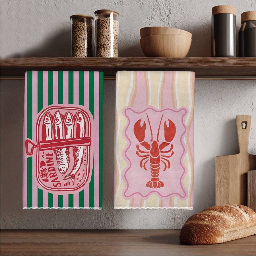 2Pcs, Pink and Green Striped S - Home Cooking Cookbook recension och pris